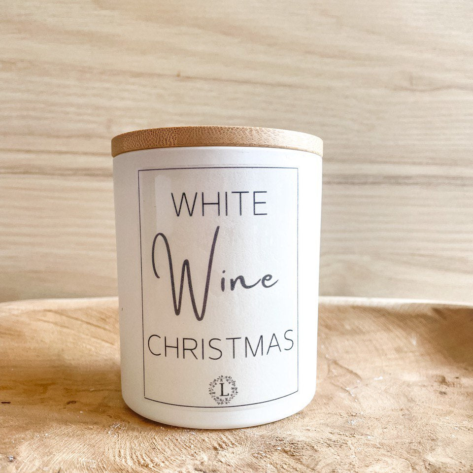WHITE WINE CHRISTMAS KERZE WEISS